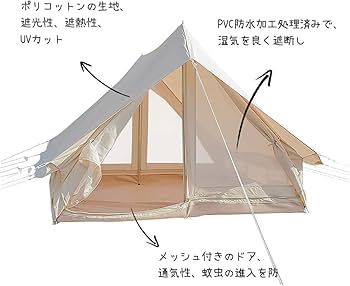 Amazon | ESOIBAT ハウステント 2.6*2.1m TC テント ポリコットン